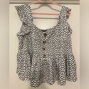 SHEIN babydoll black and white top